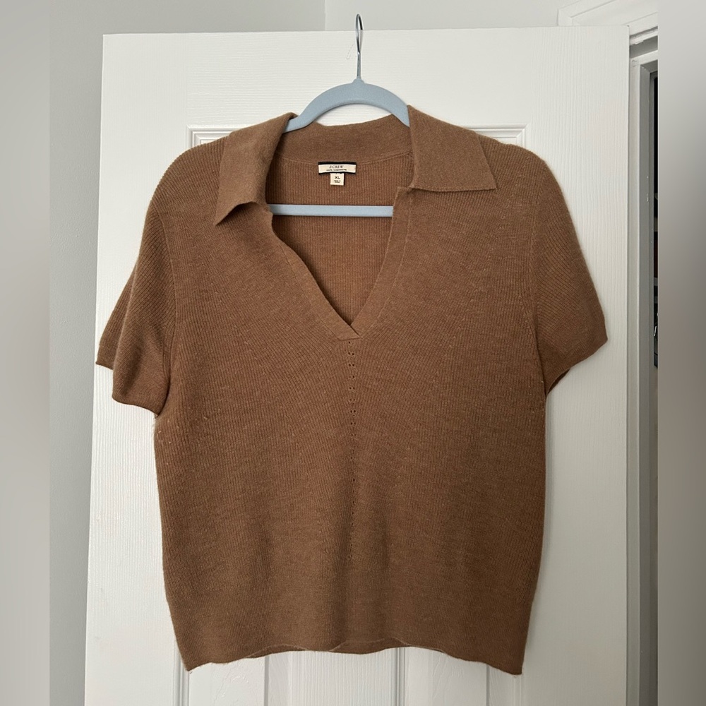 J. Crew Camel Cashmere V-Neck Sweater